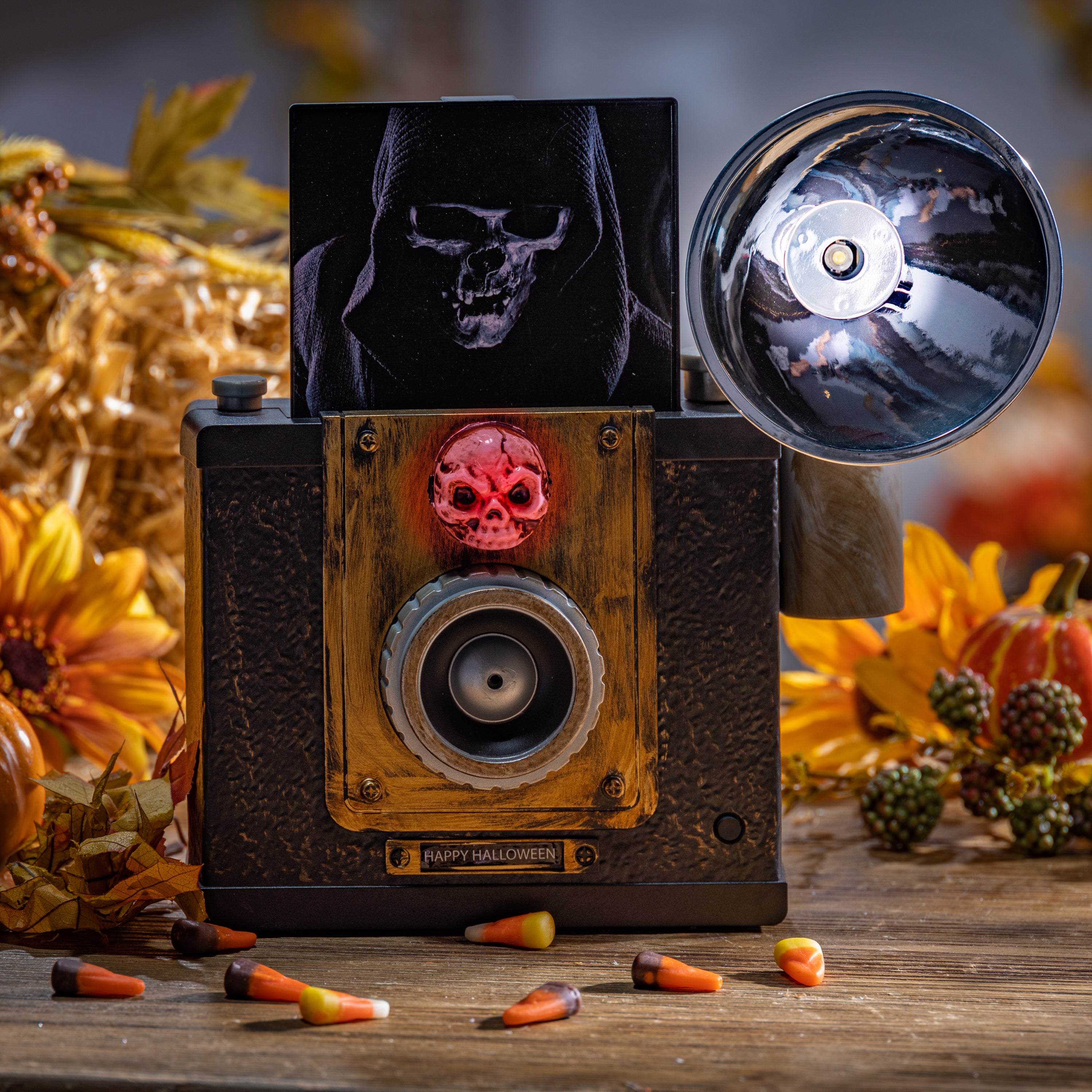9.5-in Battery Operated Lighted Animated Halloween Camera with Sound and motion sensor